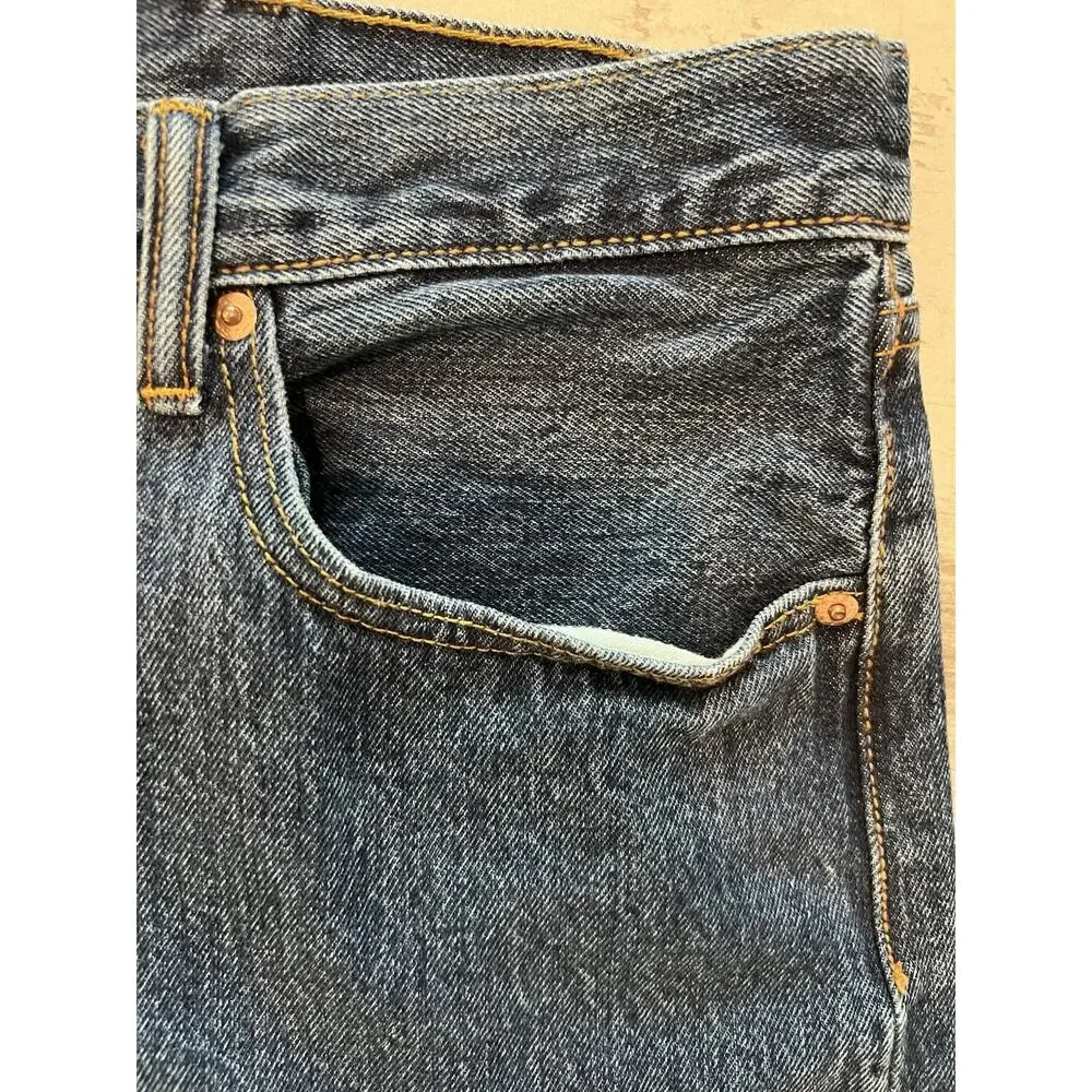 Levis‎ 501 Jeans Mens 38x31 Blue Denim Button Fly Straight Cowboy Western Work